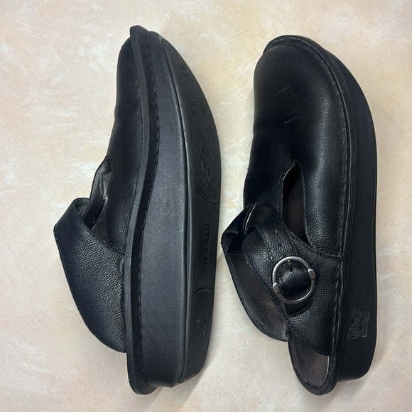 Alegria black leather slip on Mary Jane slides, size 40, size 10 - Picture 4 of 6